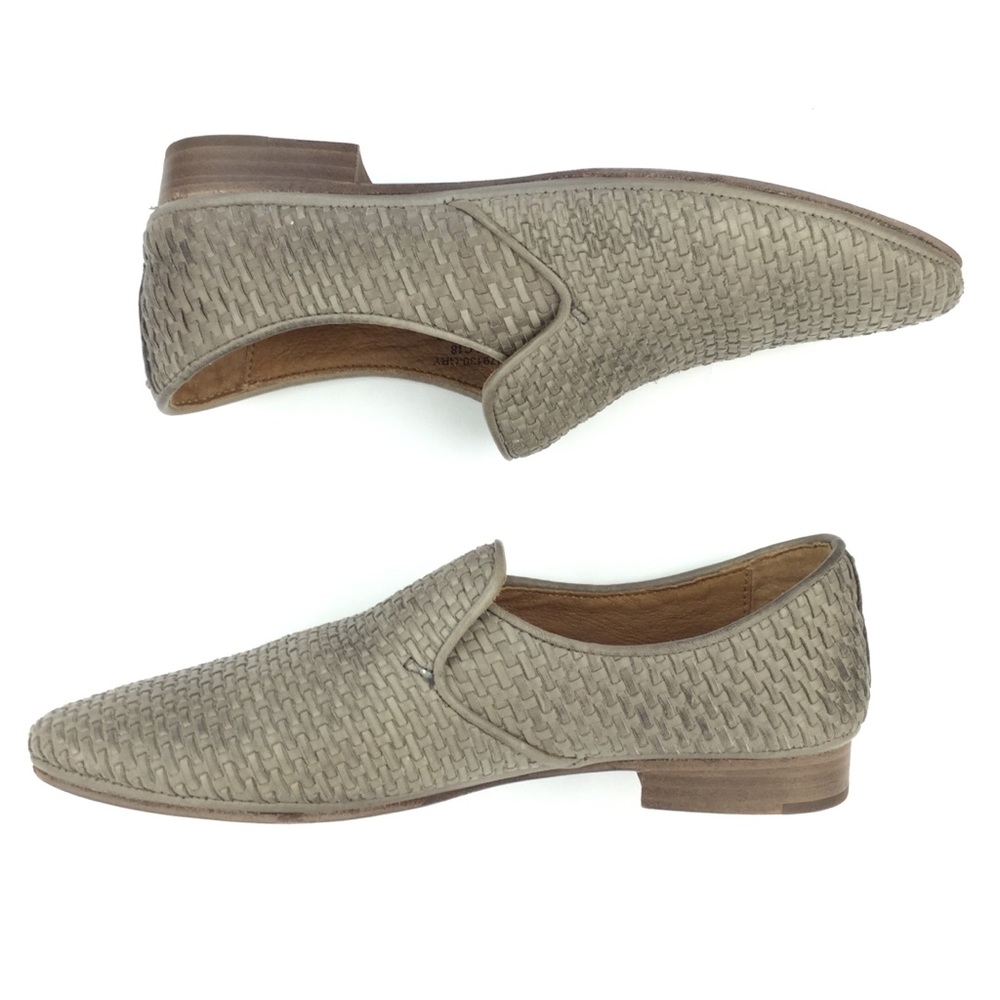 Frye Ashley woven leather slip on loafer gray 8.5